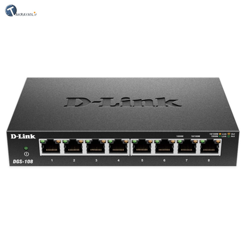 D-Link DGS-108 8-Port 10/100/1000Mbps Unmanaged Metal Desktop Switch